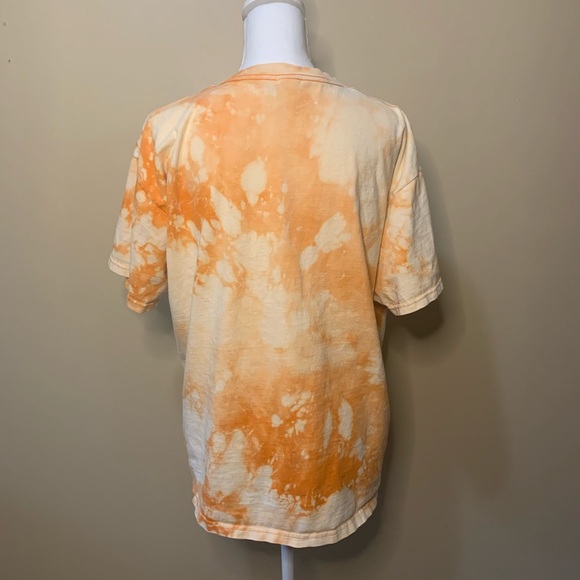 Custom Bleach Dyed Distressed Orange T-Shirt - Picture 3 of 7